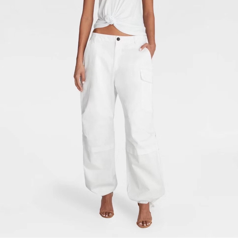 KBB by KAHLANA Women's Mid-Rise 'The Utility Cargo Pants' - White XS, S, M